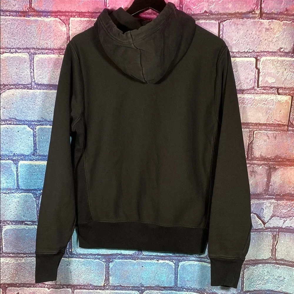 Champion Reverse Weave Hoodie M Black Multicolor Spellout Pullover Sweatshirt